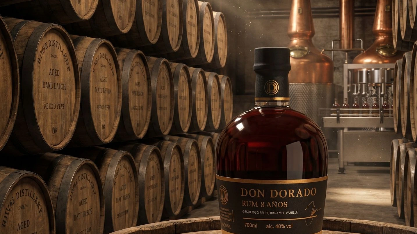 Brouwhoeve Destilería produce y envejece Don Dorado Ron 8 Años