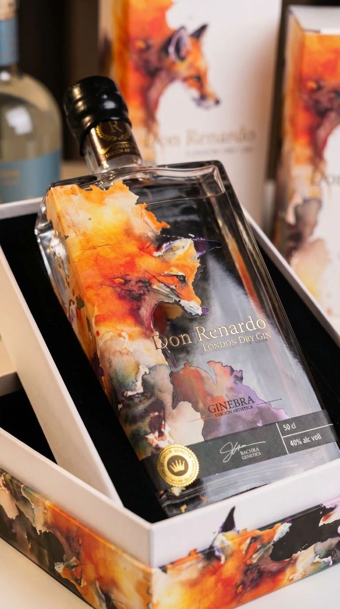 Private label gin with custom bottle label and gift packaging