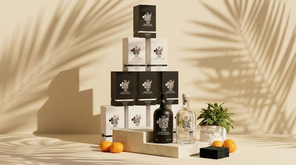 QR1 Gin met kumquat voor Restaurant Le Dauphin Moraira