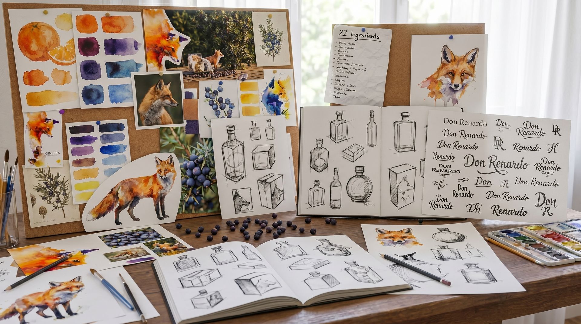 Detail of the brochure and presentation of the Don Renardo gift box.