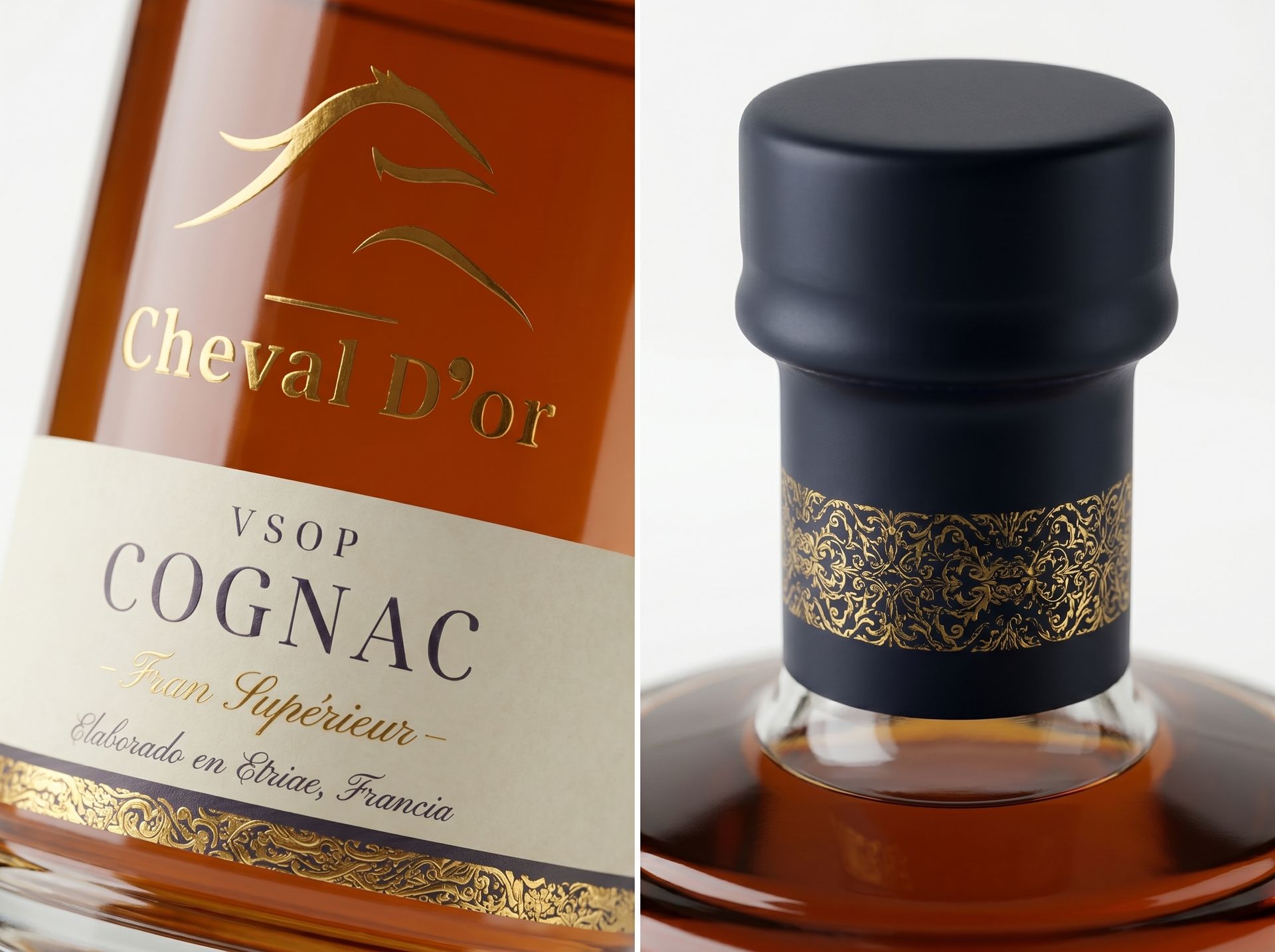 Luxury French cognac developed by Brouwhoeve with unique barrel aging.
