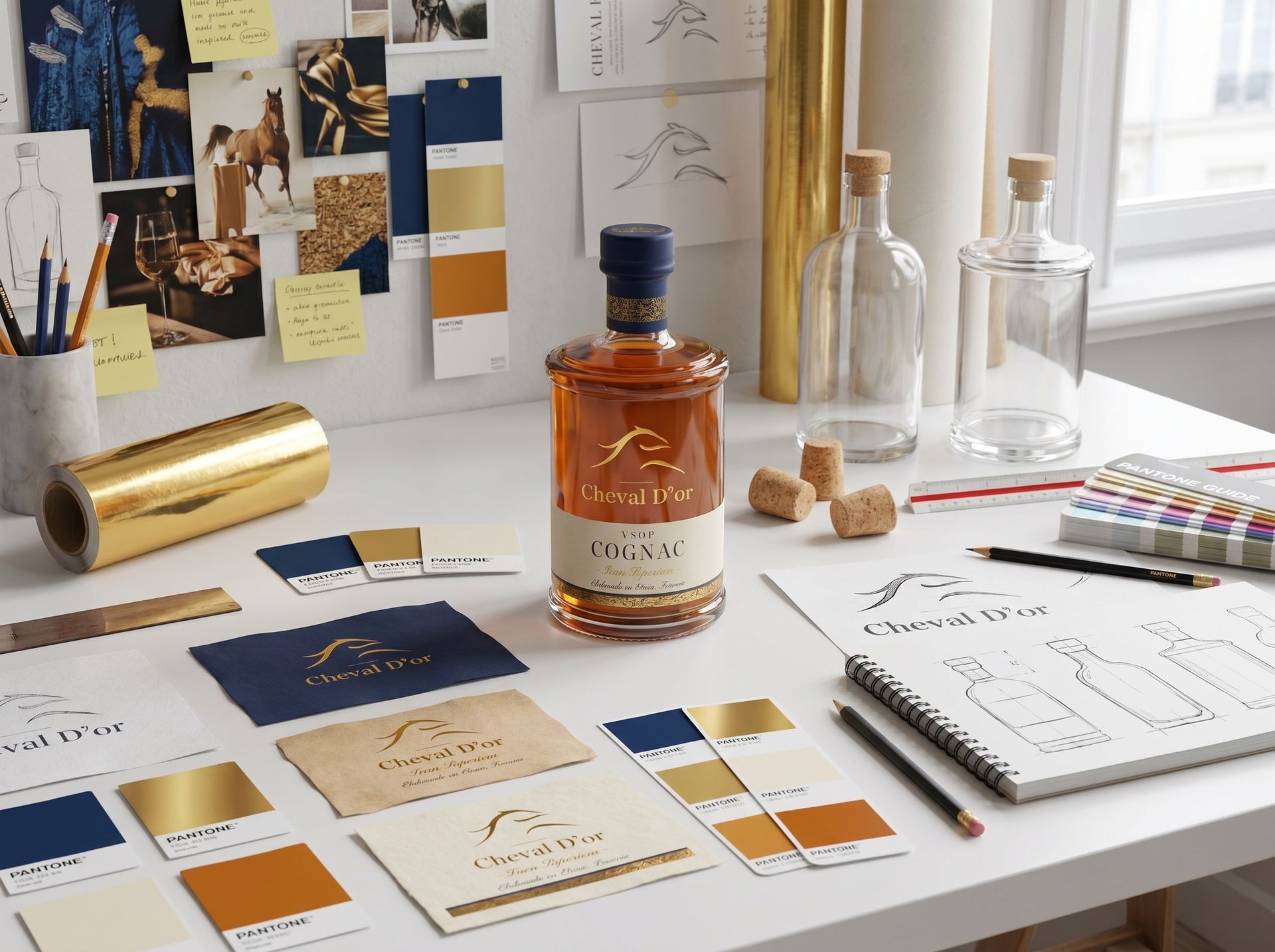 Luxurious appearance of the Cheval d’Or bottle with a custom-made label.