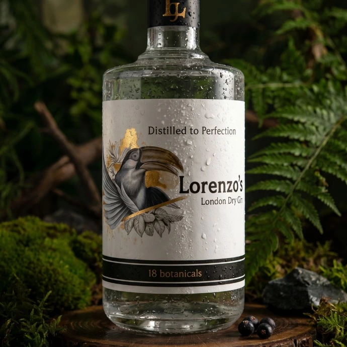 Lorenzo’s Gin with professional label and distinctive brand style