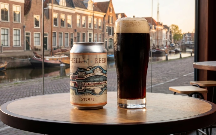 Hell of a Beer Stout bier in blik, een donker en robuust speciaalbier van Brouwhoeve