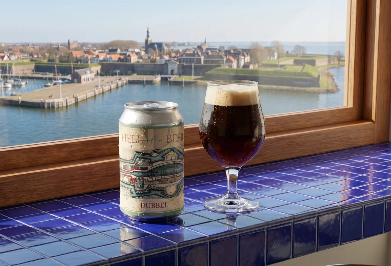 Hell of a Beer Dubbel bier in blik, een donker Belgisch bier van Brouwhoeve voor Slijterij La Bouteille