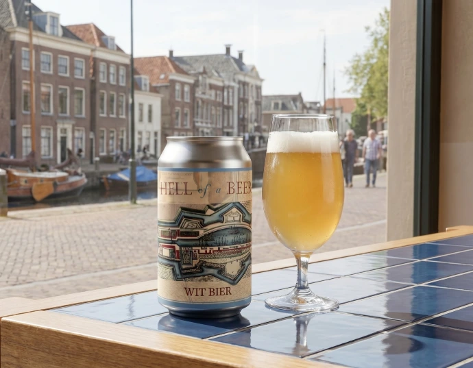 Hell of a Beer Witbier bier in blik, een licht en verfrissend tarwebier gebrouwen door Brouwhoeve