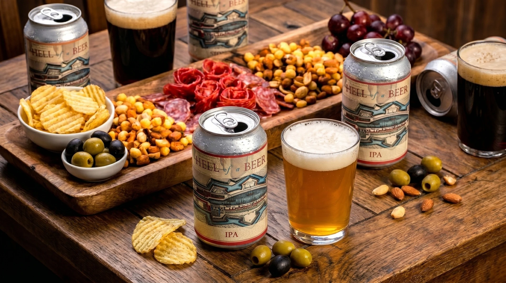 Complete private label dranklijn van Hell of a Beer en Hell of a Gin gepresenteerd in de slijterij