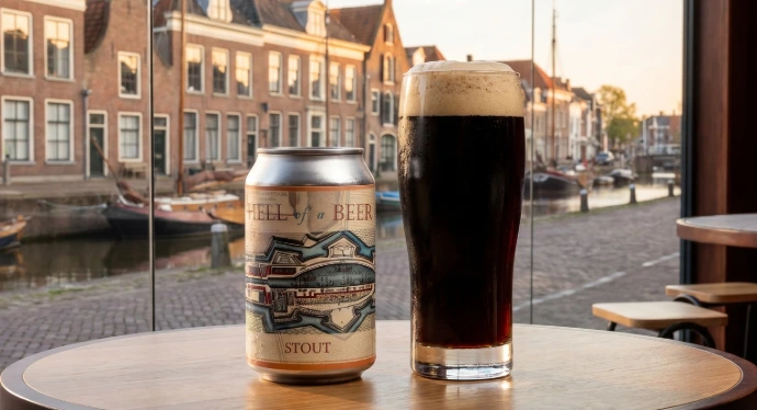 Hell of a Beer Stout bier in blik, een donker en robuust speciaalbier van Brouwhoeve