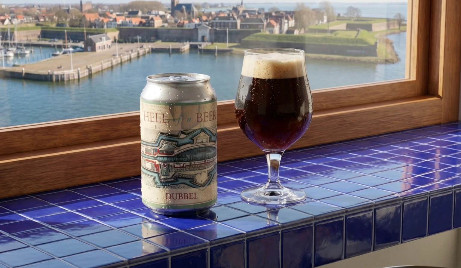 Hell of a Beer Dubbel bier in blik, een donker Belgisch bier van Brouwhoeve voor Slijterij La Bouteille