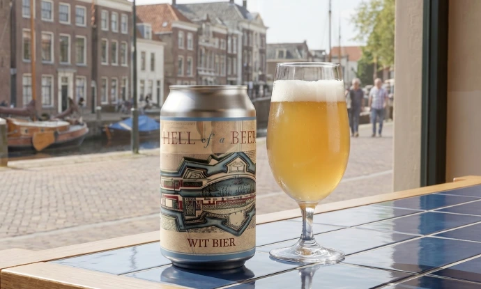 Hell of a Beer Witbier bier in blik, een licht en verfrissend tarwebier gebrouwen door Brouwhoeve
