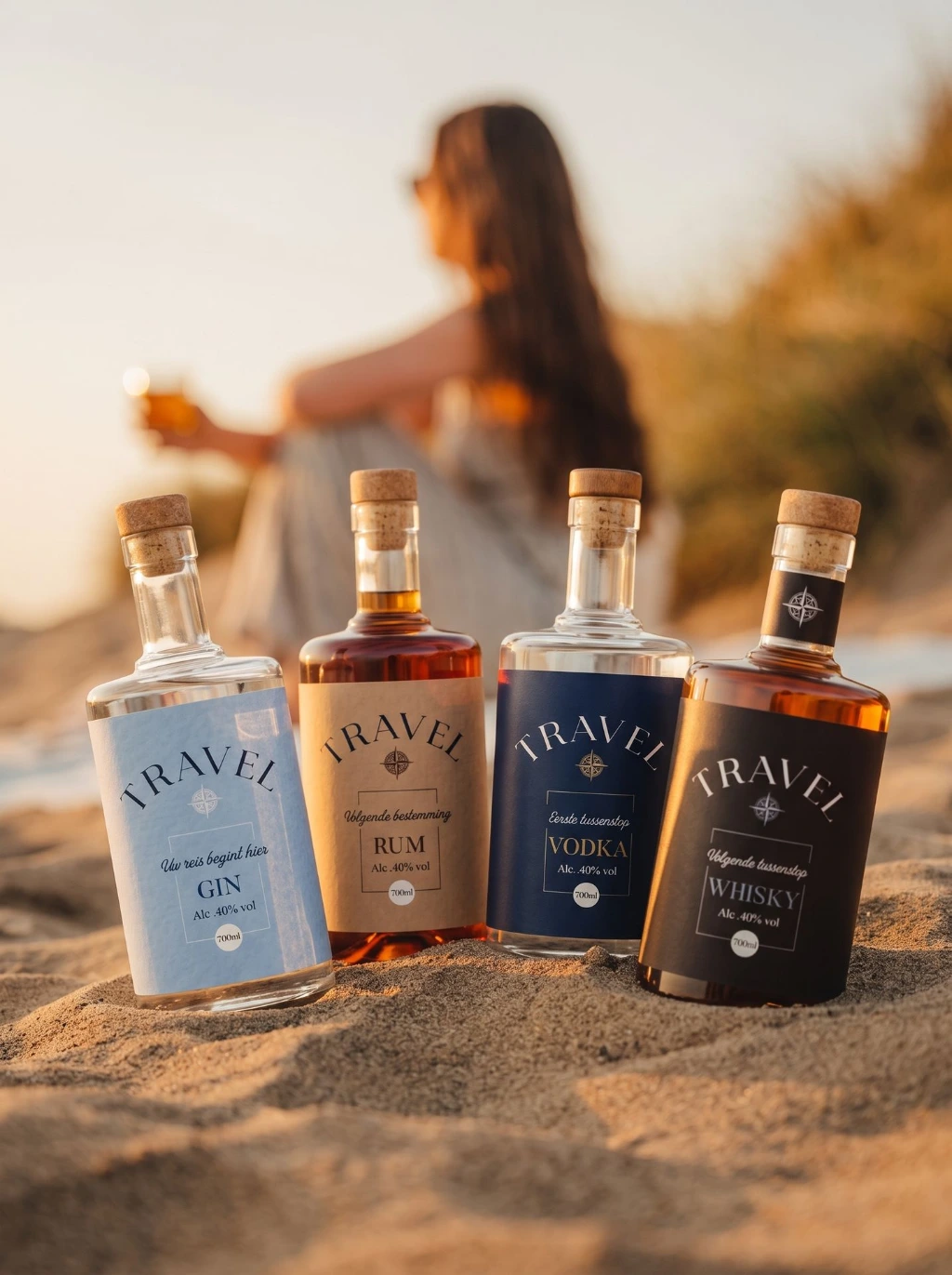 Gedetailleerd etiket ontwerp en bedrukking voor private label whisky fles