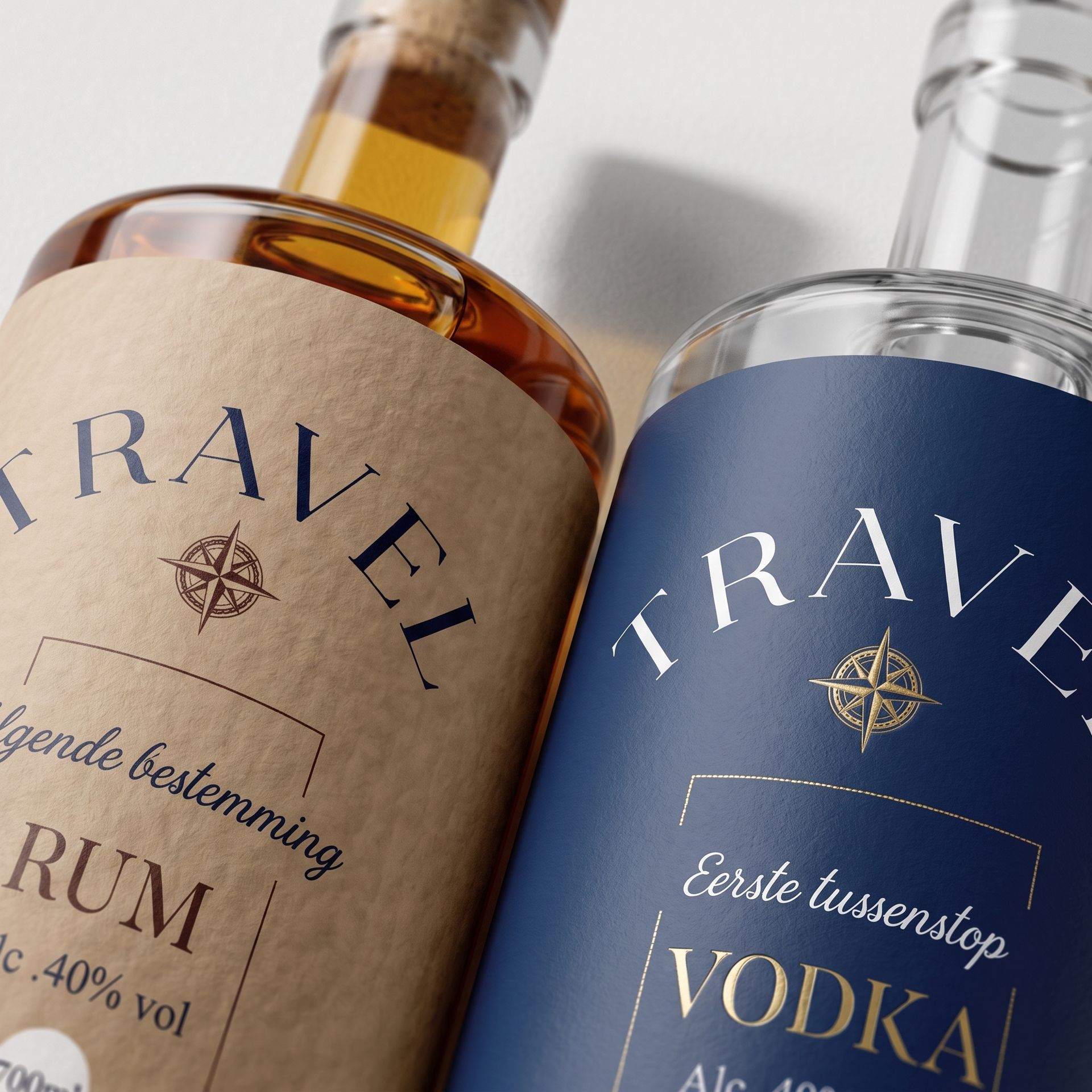 Professioneel etiket ontwerp en verpakking voor private label wodka op kantoor